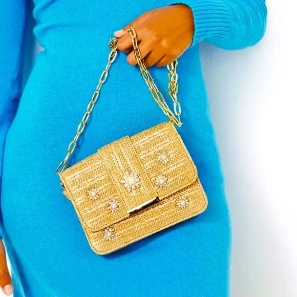 NWT Lilly Pulitzer Emmeline straw crossbody bag - Picture 1 of 9